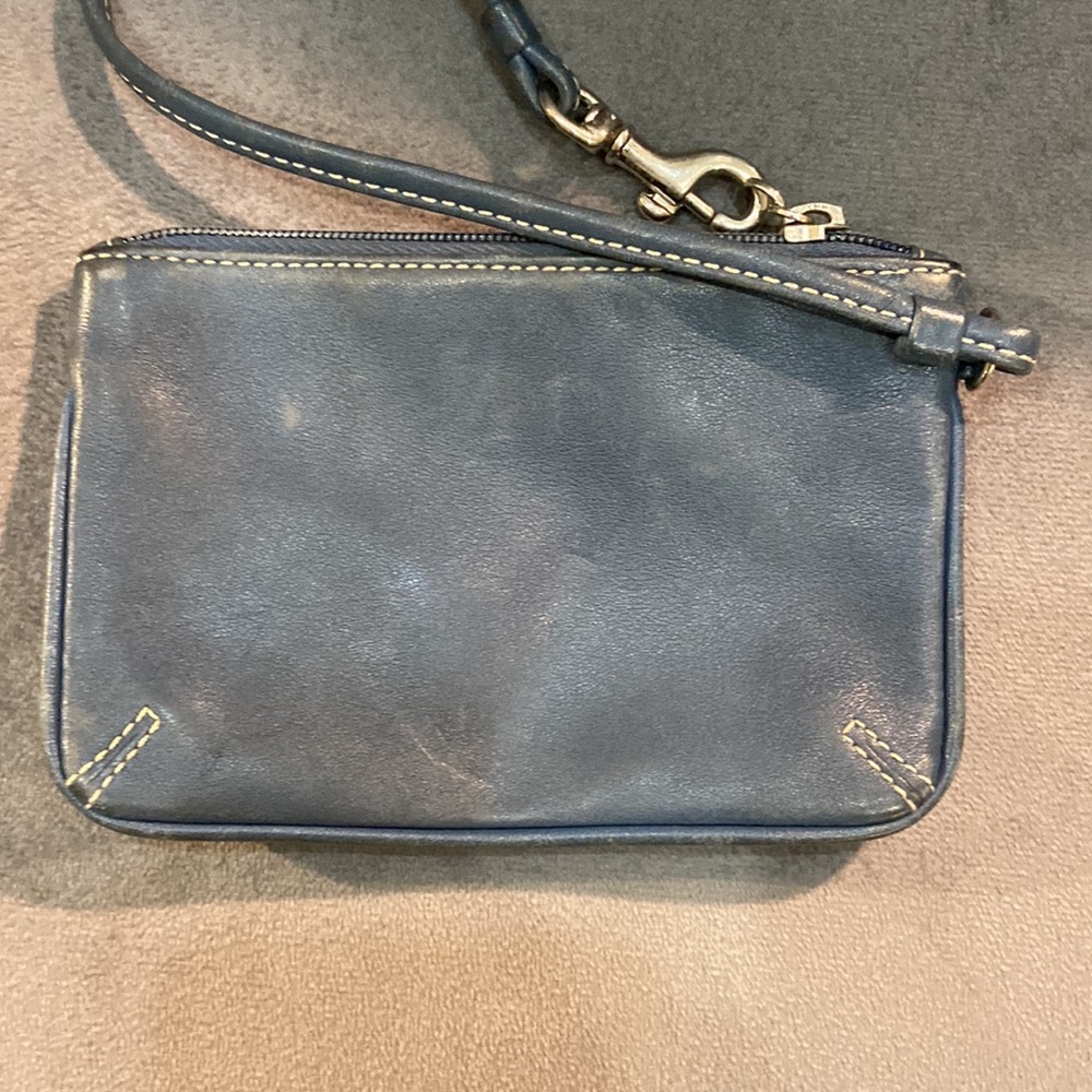 Coach small leather wristlet in denim blue - Picture 5 of 6